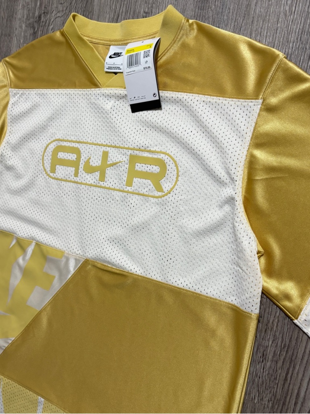 Nike Air Old School Gold White Mesh Y2K Jersey Dress Women's Size S